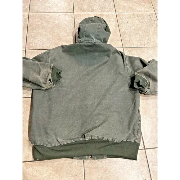 Vintage Carhartt Jacket Mens L J25 MOS Moss Green Distressed Faded Y2K Work - Picture 3 of 8
